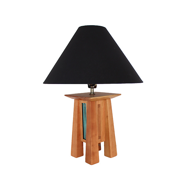 Prairie Lamp in Cherry with Black Linen Shade