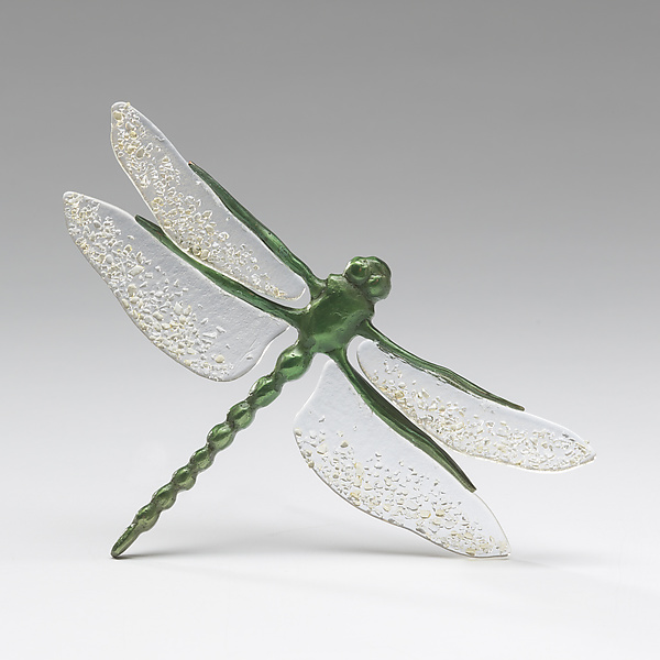 Vibrant Green Dragonfly with Clear Tinted Wings