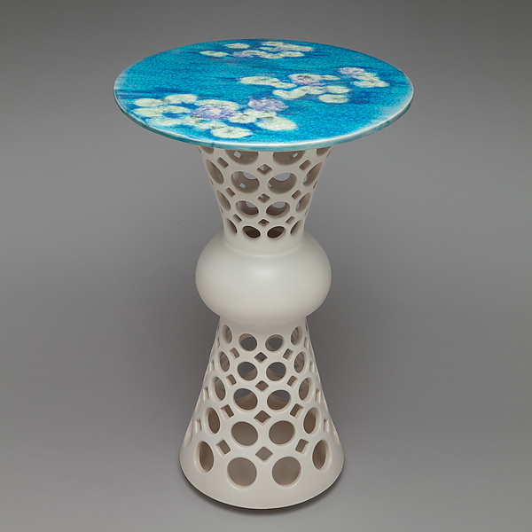 Pierced Segmented Hourglass Ceramic Side Table