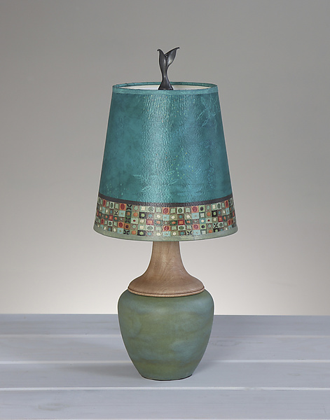 Mosaic Ceramic and Maple Table Lamp