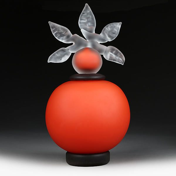 Novi Zivot Mali (New Life Petite) Crimson Satin Sphere by Eric Bladholm (Art Glass Vessel) | Artful Home
