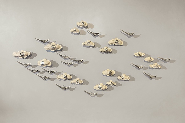 Clouds with Birds Wall Sculpture