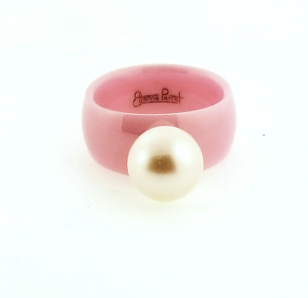 Pink Ceramic Band with Cultured Pearl