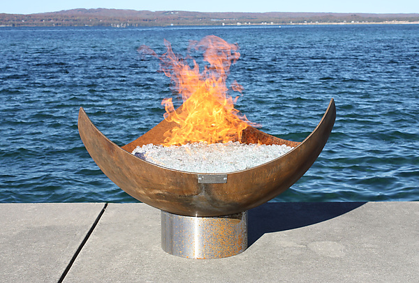 King Isosceles Sculptural Firebowl by John T. Unger Studio (Metal Fire Pit) | Artful Home