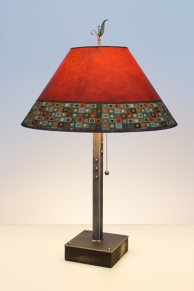 Mosaic Steel Table Lamp on Wood