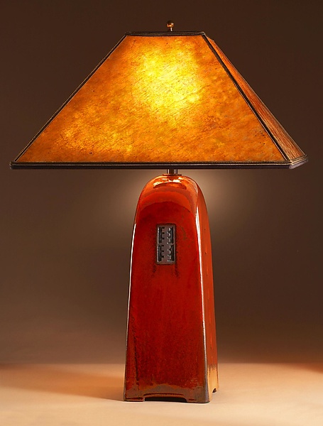 North Union Lamp in Russet Glaze with Mica Shade