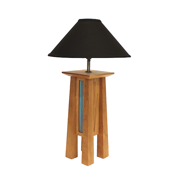 Tall Prairie Lamp in Cherry with Black Linen Shade