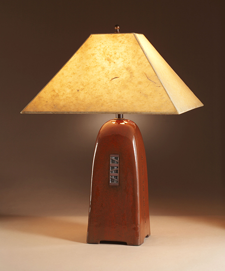 North Union Lamp in Russet Glaze with Natural Lokta Shade