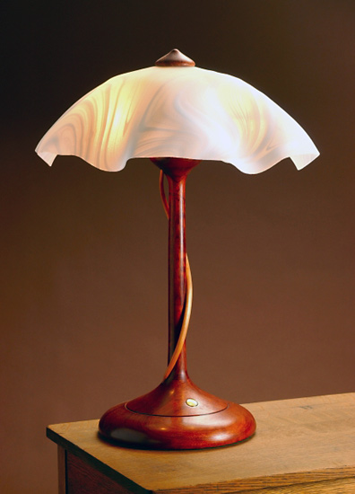 Tendril Table Lamp with White Swirly Shade