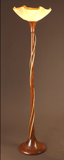 Double Tendril Torchiere in Bubinga