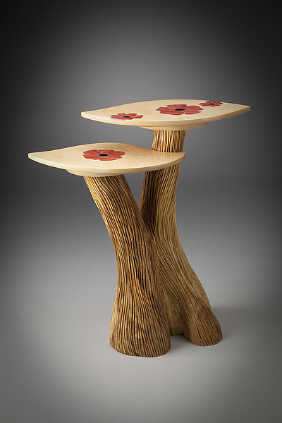 Two-Level Table with Poppy Inlay