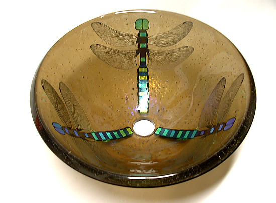 Dragonfly Vessel Sink on Bronze Glass