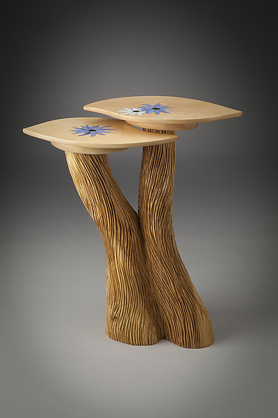 Two-Level Table with Lotus Inlay